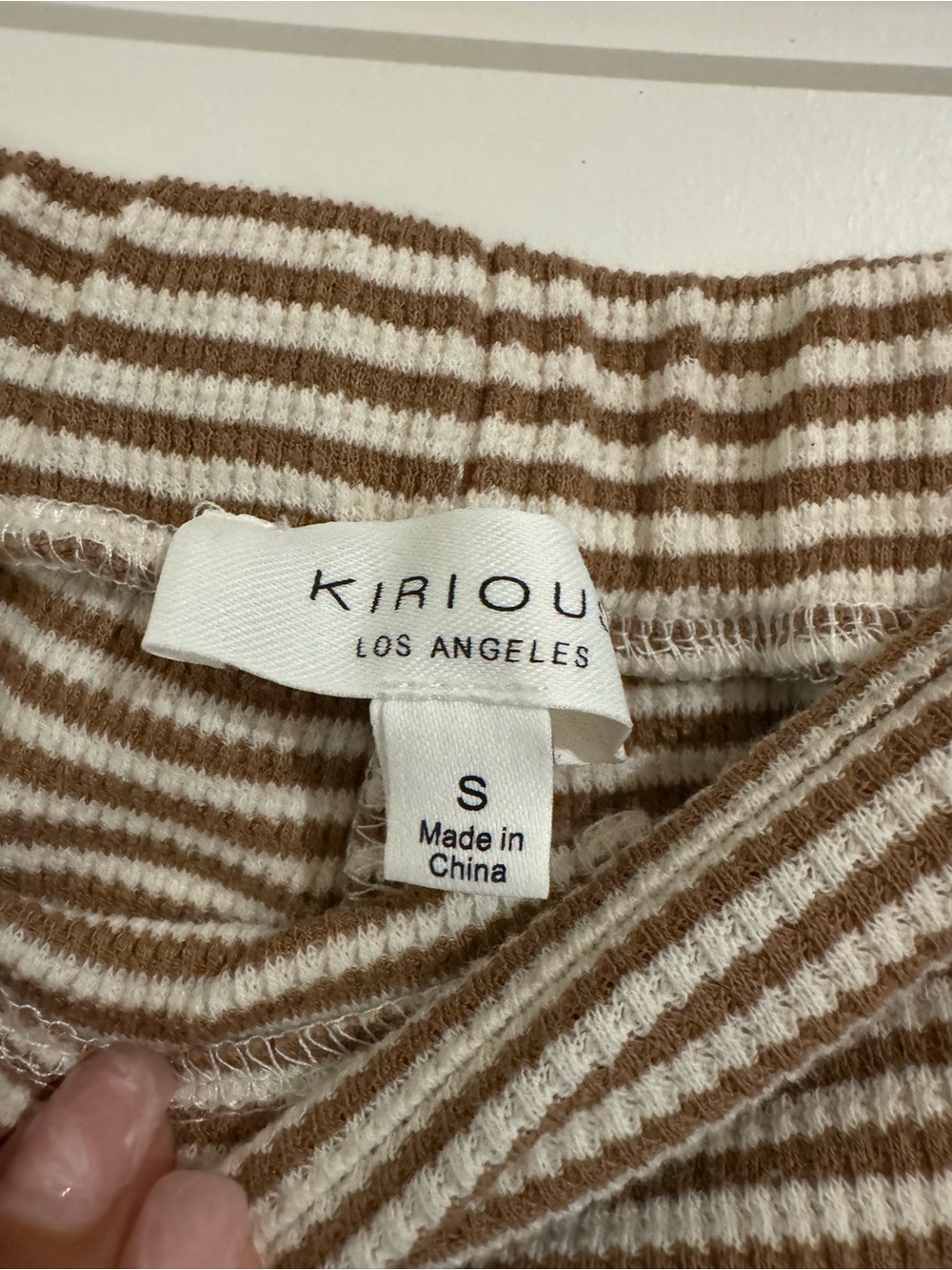 Striped Knit Polo Tank and Skort Set in Cream and Brown - Picture 4 of 5